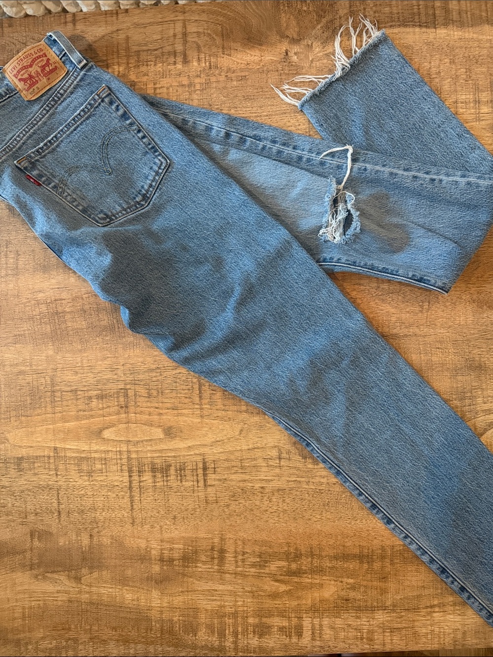 Levi's Light Blue Distressed Straight-Leg Jeans
